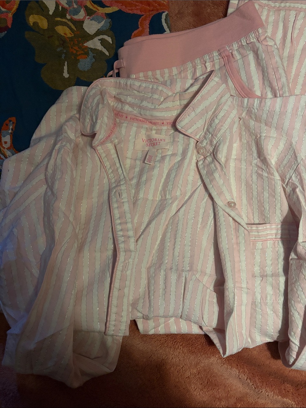 Victoria's Secret Pink and White Striped Pajama Set - Picture 2 of 2